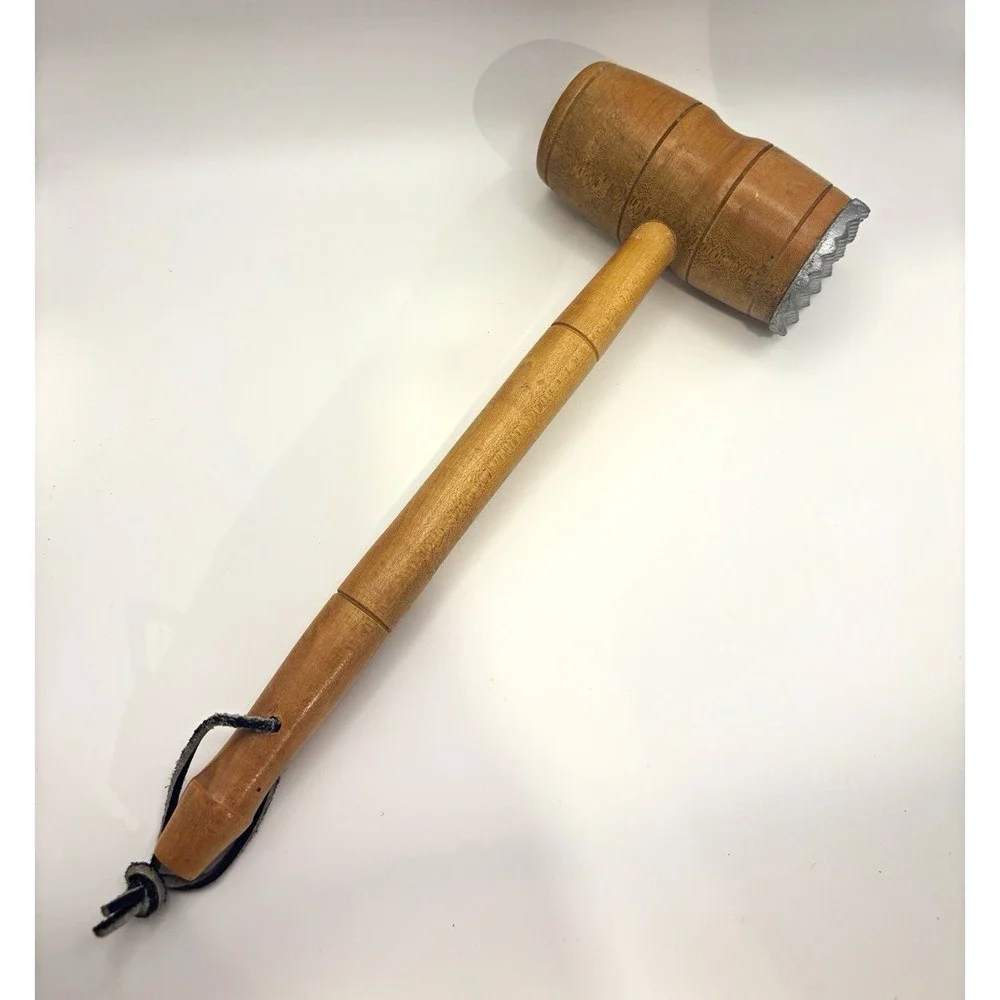 Primitive Vintage Wood Meat Mallet Hammer Steak Tenderizer Farmhouse 12